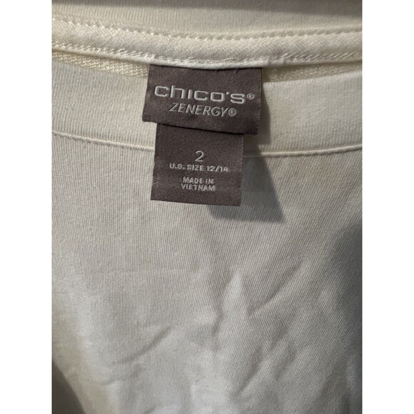 Chicos Zenergy Top Womens 2 Sz L Knit Button Hem Casual Coastal Sweatshirt New - Picture 3 of 8